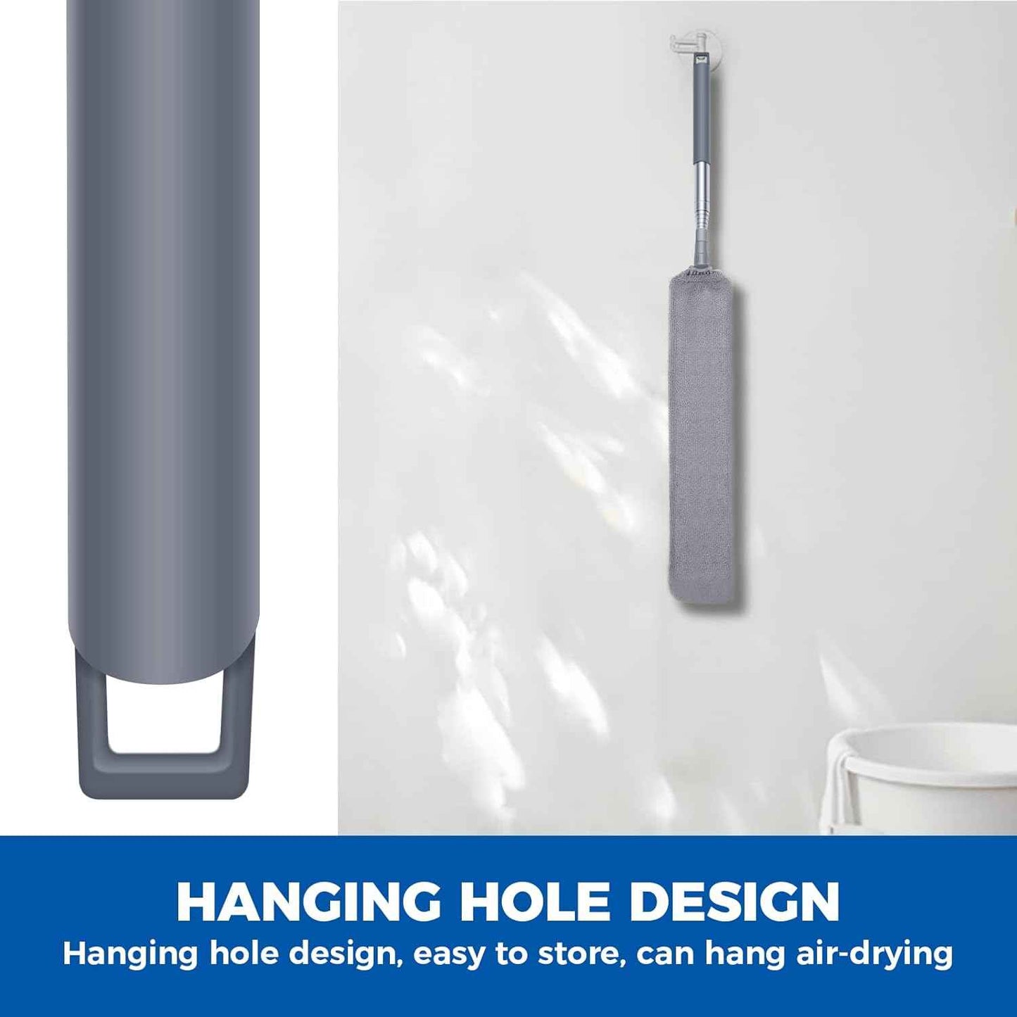 Retractable Gap Dust Cleaner Cleaning Tools with 2 Microfiber Dusting Cloths Long Handle 60inches Washable and Retractable Duster Brush for Cleaning Under Appliances Furniture Couch Fridge