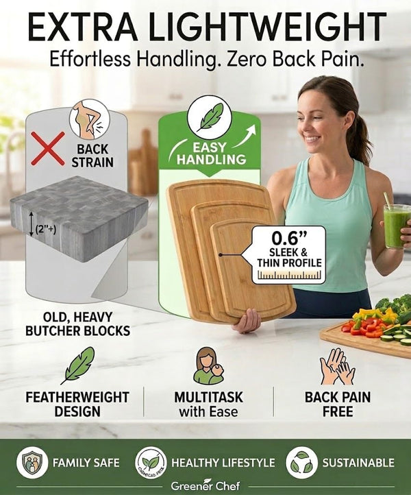 Luxury Bamboo Cutting Board Set of 3 with Glue-Free Surface Technology