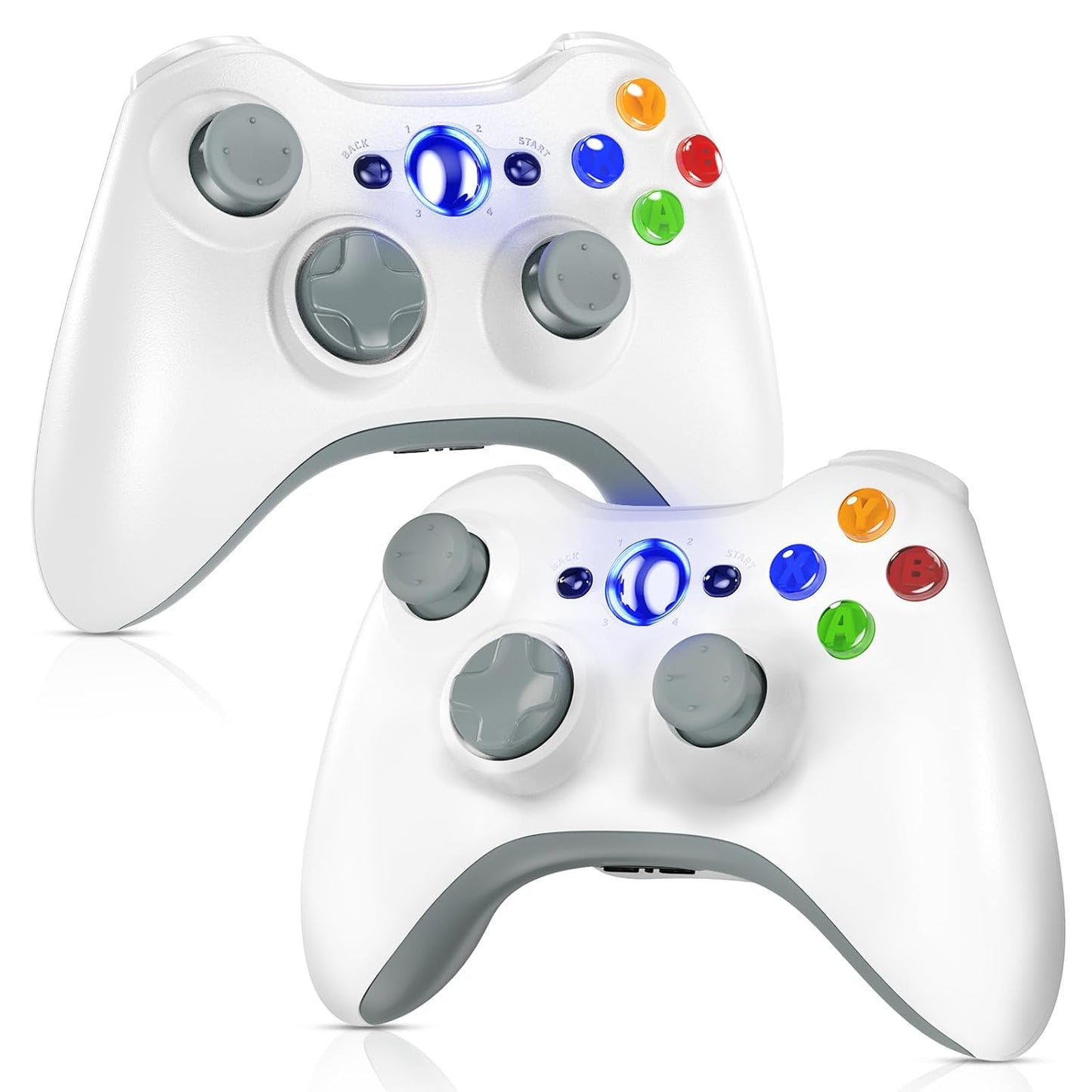 Gamrombo 2 Pack Replacement for Xbox 360 Controller, Wireless Controllers Gamepad Upgraded Joystick Compatible with 360 & Slim, Windows 11/10/8/7 PC Controller