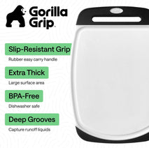 GORILLA GRIP Reversible Kitchen Cutting Board Set of 3, US Designed, Nonporous, Dishwasher Safe, Black
