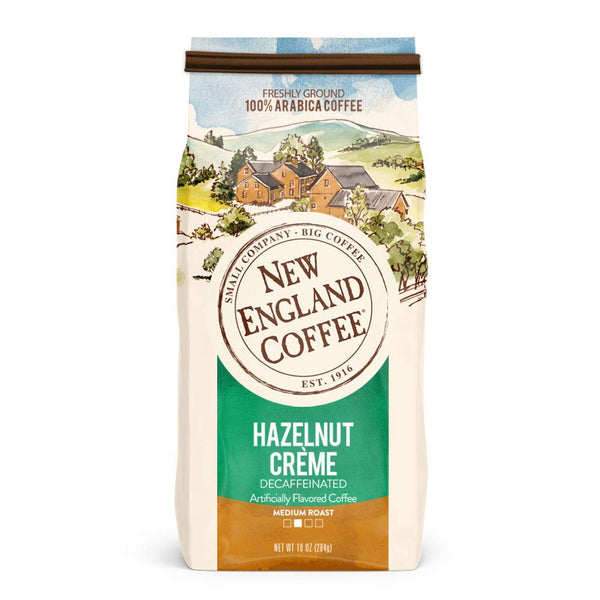 New England Coffee Decaffeinated Breakfast Blend Medium Roast Ground Coffee, 10oz Bag, 100% Arabica, Gluten Free, Kosher, Small Batch Roasted