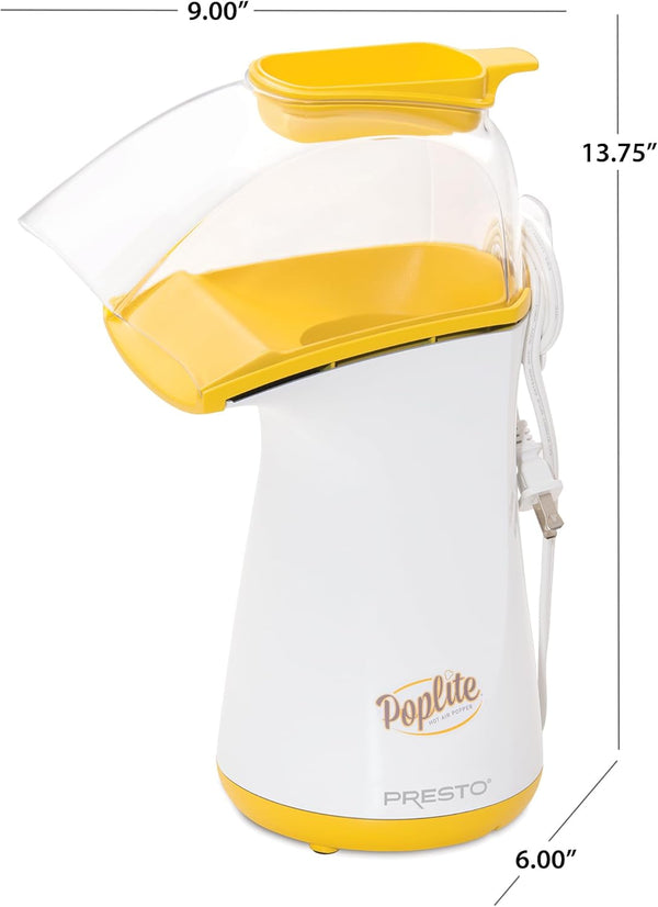 Presto PopLite Hot Air Popcorn Popper, 18 Cups, Yellow