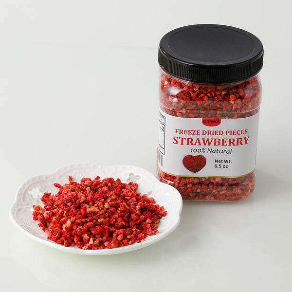 Premium Freeze Dried Strawberries Pieces 6.5 Oz/185g, 100% Natural and No Additives