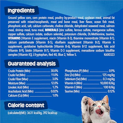 Purina friskies dry cat food seafood sensations with salmon tuna and shrimp flavors 22 lb bag