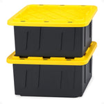 Heavy Duty Plastic Storage Bins with Lids, 15 Gallon, Black/Yellow