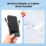 Portable Charger for iPhone with Built-in Cables and Wall Plug,Upgraded 13800mAh Fast Charging USB C Power Bank,4 Outputs Slim Travel Essential Battery Pack for iPhone 17/16/15/14/13,Galaxy,Android