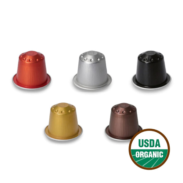 Organic USDA Café Romano Coffee Aluminum Espresso Pods Variety Pack for Nespresso Original Machine