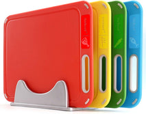 Color-coded cutting boards set of 4 with holder, BPA-free, dishwasher safe