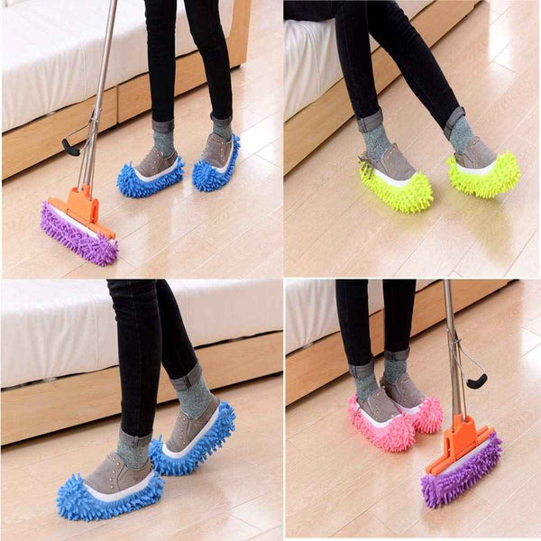 microfiber mop slipper shoes set for men women kids soft washable reusable free size