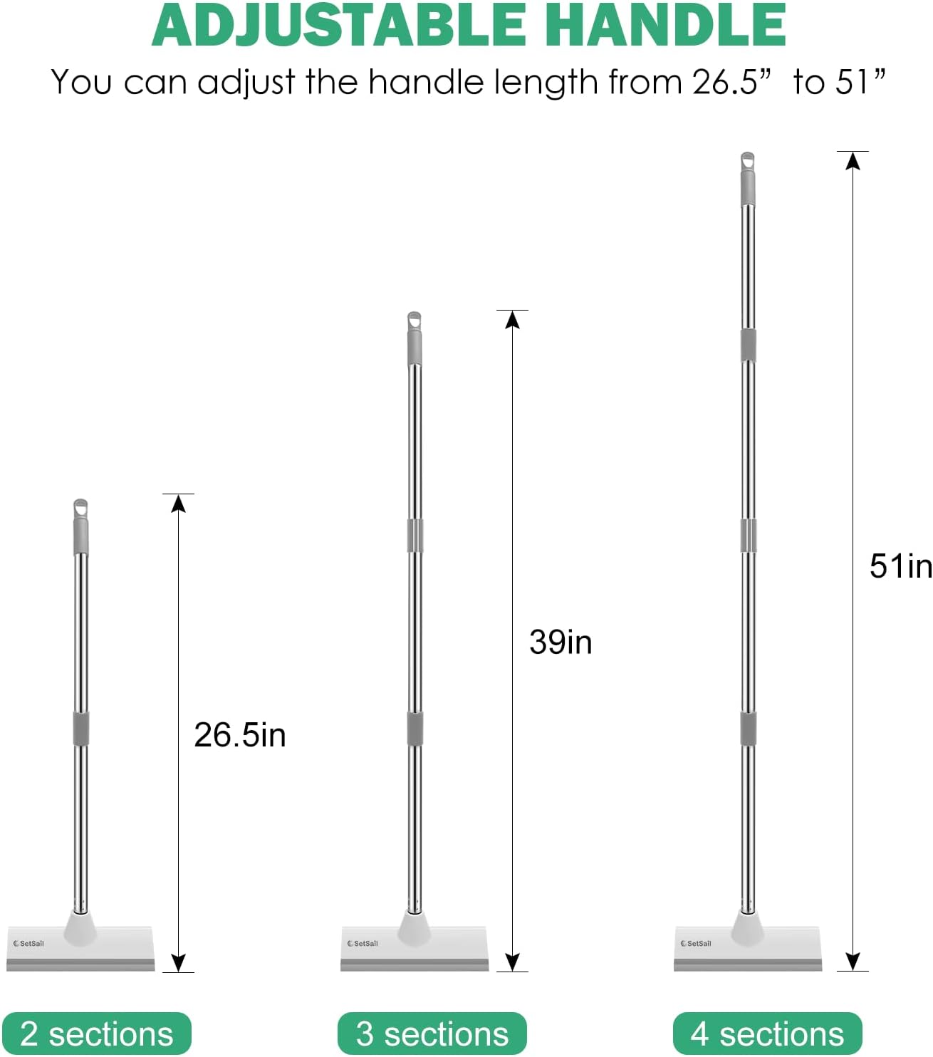 SetSail Floor Scrub Brush with 51-Inch Long Adjustable Handle 2 in 1 Scrape Brush Stiff Bristle Floor Scrubber for Cleaning Shower Bathroom Garage Kitchen Wall Deck Tub Tile