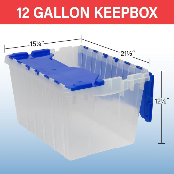 Akro-Mils 12 Gallon KeepBox Storage Container with Lid, Clear Plastic, 21.5 x 15.25 x 12.5 inches