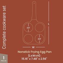 Nonstick 4-Cup Frying Egg Pan, White Marble, Granite, PFOS & PFOA Free