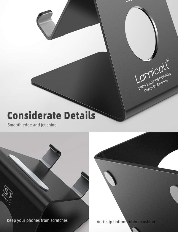 Lamicall Cell Phone Stand for Office Desk - Black