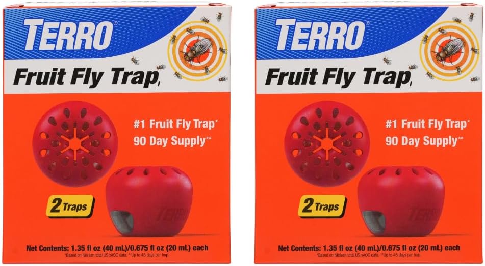 Terro Fruit Fly Traps for Indoors (6 Pack) + 270 Days of Lure Supply