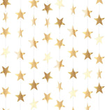 Patelai Glitter Star Garland Banner Christmas Decor 130 Feet Star Hanging Bunting Banner Twinkle Backdrop for Homecoming Classroom Wedding Birthday Halloween Party Supplies(Gold)