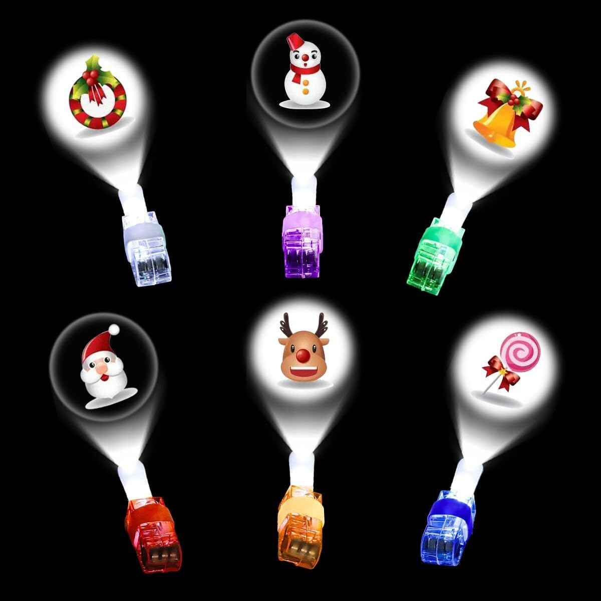 Pinkiwine 24 PCS Christmas LED Finger Projection Lights Christmas Toys for Kids Boys Girls Christmas Stocking Stuffers Party Favors Gifts
