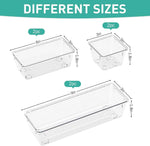 WOWBOX 6 Pack Clear Drawer Organizer Set, Acrylic Drawer Storage Trays, Storage Bins for Makeup, Cosmetics, Jewelries, Utensils, Gadgets, Office