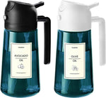 TrendPlain 16oz/470ml Blue Glass Olive Oil Sprayer for Cooking - 2 in 1 Olive Oil Dispenser for Kitchen Gadgets, Air Fryer, Salad, and BBQ - Navy