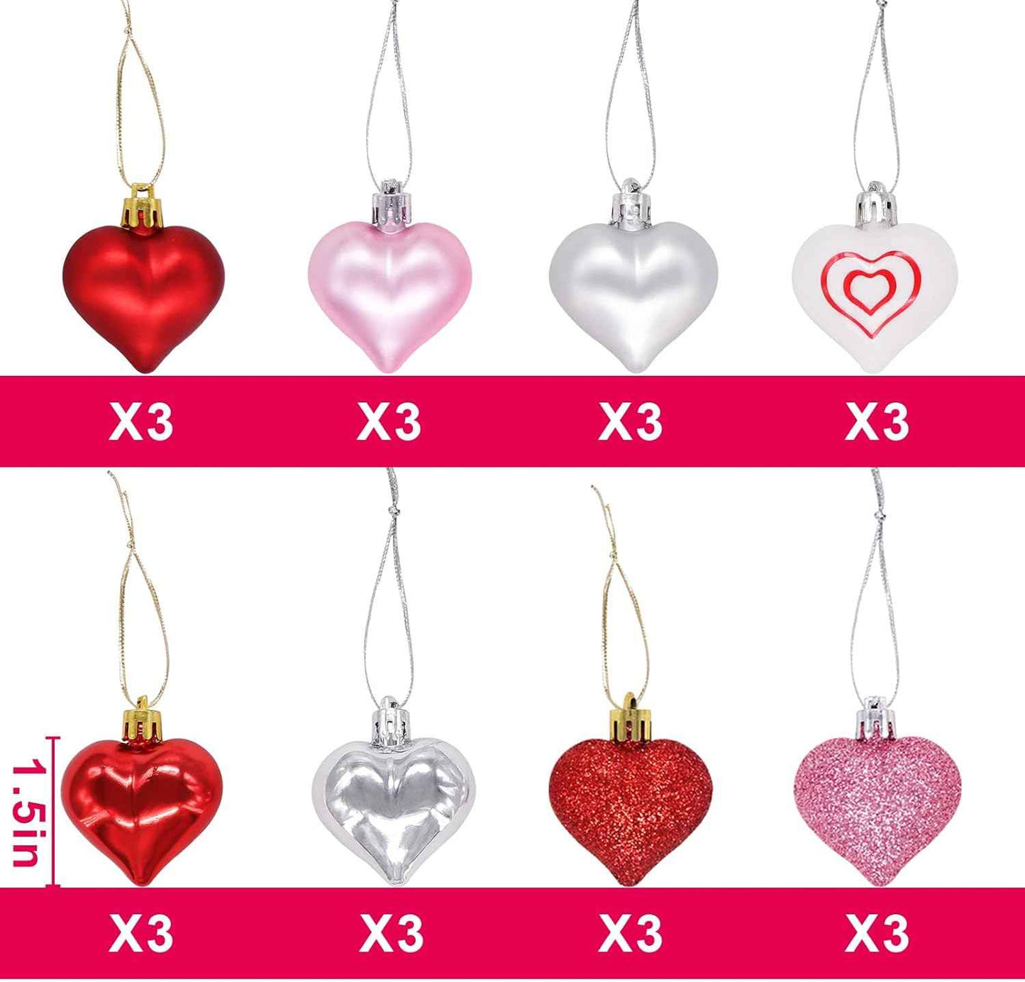 Valentines Day Decor Lighted Birch Tree with 24pcs Heart Ornaments, Valentine Table Decorations White Birch Twig Tree with LED Lights and Cute Heart Decor for The Home Wedding Dinner Gifts