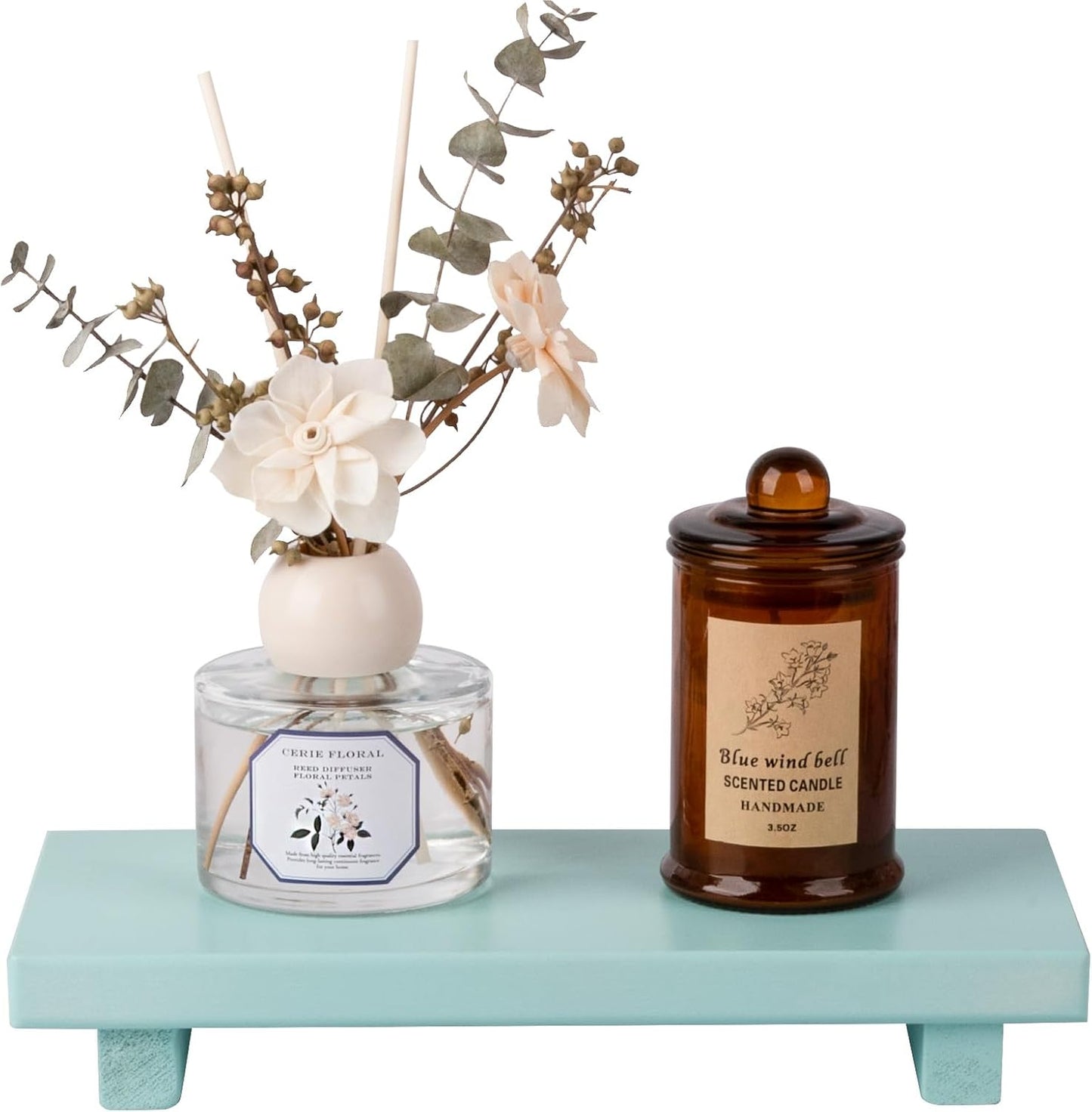 Small Wood Tray Pedestal Stand Farmhouse Bathroom Decor Decorative Wooden Riser Kitchen Soap Dish Holder for Vanity, Counter, Sink, Brown - Rayz Mart