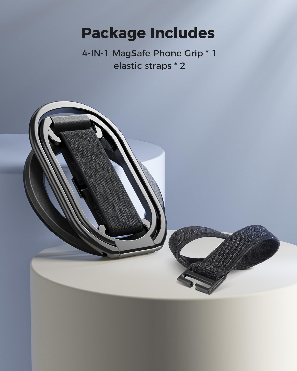 SUPERONE for MagSafe Phone Grip for MagSafe Kickstand Compatible with Mag Safe Finger Loop, 4-in-1 Phone Ring Holder Strap for Mag Safe iPhone 17/16/15/14/13/12 Series, Black [2025 Version]