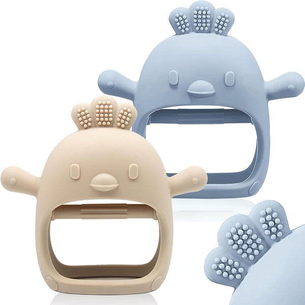 2-pack ChooKaChoo silicone teething mitten for babies over 3 months, anti-dropping, BPA free