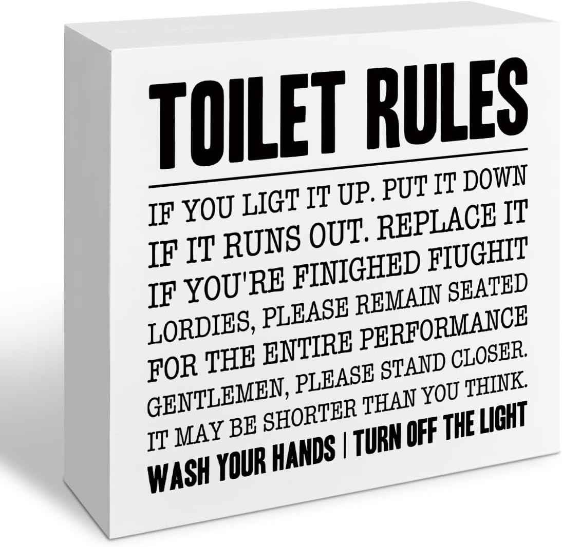 Funny Restroom Bathroom Wooden Signs, Funny Bathroom Sayings, Humor Washroom Quotes Block Plaque, Wall Art/Home Decor, Rustic Wooden Box Signs, Farmhouse Decor, Housewarming Gift