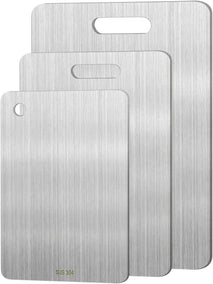 Stainless Steel Cutting Board Set for Kitchen, 3-Piece Double Sided Board