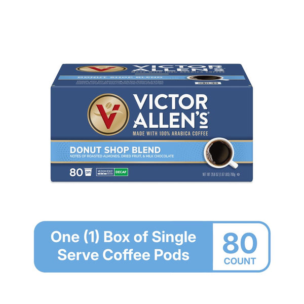 Victor Allen's Decaf Donut Shop Blend, 80 Count, Single Serve Coffee Pods for Keurig K-Cup Brewers