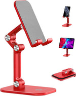Phone Stand, Cell Phone Stand Holder for Desk Office Accessories Adjustable Height and Angle Foldable iPhone Stand Compatible with 4"-13" Phones iPad Tablet - Black