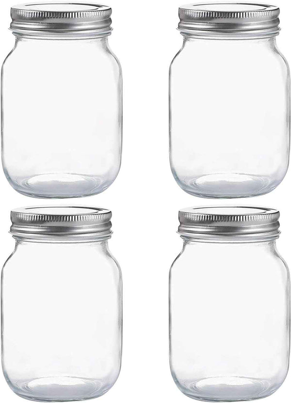 yingerhuan glass regular mouth mason jars with silver metal lids for sealing and food storage 4 pack