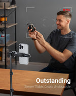 66" Phone Tripod, Tripod for iPhone with Remote & Phone Stand, Extendable Cell Phone Tripod for Video Recording, Ultimate Tripod & Monopod Accessories for iPhone/Android, Clamp Mount