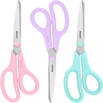 Scissors, iBayam 8" All Purpose Scissors Bulk 3-Pack, Ultra Sharp 2.5mm Thick Blade Shears Comfort-Grip for Office Desk Accessories Sewing Fabric Home Craft Teacher School Supplies, Right/Left Handed
