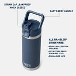 YETI Rambler 18 oz Vacuum Insulated Stainless Steel Bottle with Straw Cap