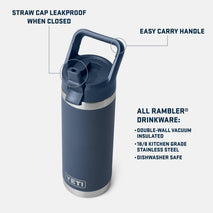 YETI Rambler 18 oz Vacuum Insulated Stainless Steel Bottle with Straw Cap