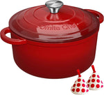 Enameled Cast Iron Dutch Oven - Umite Chef 5QT Pot with Lid & Cotton Potholders - Heavy-Duty Cookware for Bread Baking, Braising, Stews, Roasting(Cream White)