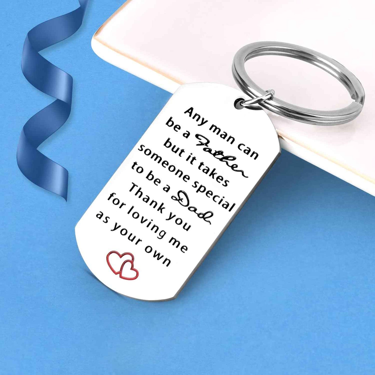 Keychain Christmas Gifts for dad: Personalized Gift Idea for stepfather from Daughter Son on Birthday Fathers Day - Stainless Steel Outdoor men's Lightweight car house key organizer