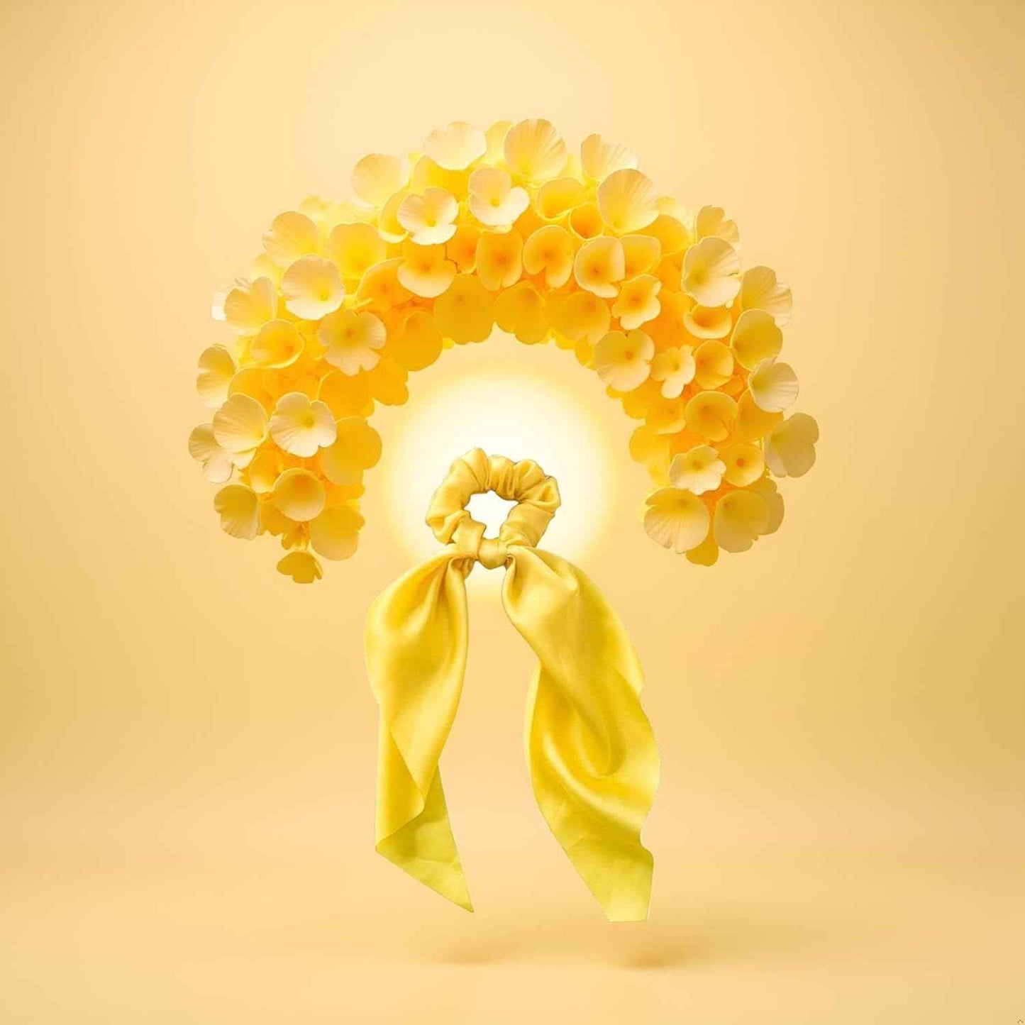 2Pcs Yellow Women Girl Bow Satin Ribbon Ponytail Scarf Hair Tie Rope Scrunchies Elastic Band Hair Scrunchies Bands Elastics and Ties Beauty and Personal Care Hair Care, Hair Accessories