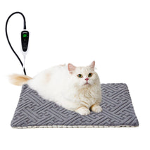 Cat Heating Pad with adjustable temperature and timer options, 18x18 inch, indoor, waterproof and flame-retardant PVC core