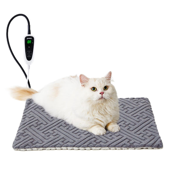 Cat Heating Pad with adjustable temperature and timer options, 18x18 inch, indoor, waterproof and flame-retardant PVC core
