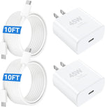 45W USB C Super Fast Charger Type C Charger Fast Charging Android Phone Charger Block with 10FT Type C Charging Cable for Samsung Galaxy S26 Ultra/S26/S26+/S25/S25 Ultra/S25+/S24 Ultra/S23 Ultra/S22