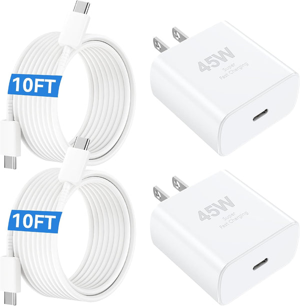 45W USB C Super Fast Charger Type C Charger Fast Charging Android Phone Charger Block with 10FT Type C Charging Cable for Samsung Galaxy S26 Ultra/S26/S26+/S25/S25 Ultra/S25+/S24 Ultra/S23 Ultra/S22
