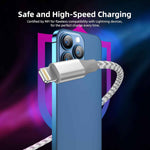 iphone 3 pack 10ft lightning nylon braided apple mfi certified fast charging cord
