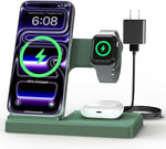 Wireless Charger iPhone Charging Station: 3 in 1 Charger Stand Multiple Devices for Apple - iPhone 17 16e 16 15 14 Pro Max 13 12 11 - Watch 11 10 9 8 7 6 5 4 3 2 SE and Ultra Series - Airpods 4 3 Pro