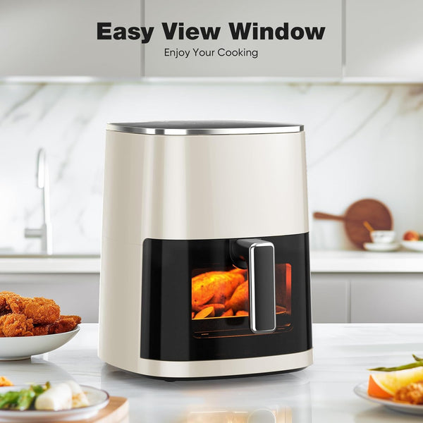 Air Fryer, 6QT Square Airfryer with Visual Window, 400°F Fast Heating Air Fryers Oven with Timer, Auto-Off, Non Toxic & Non Stick, Multiple 12 Modes for Roast, Bake, Dehydrate, Fry, Reheat