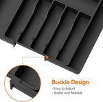 Lifewit Large Silverware Drawer Organizer, Expandable Utensil Tray for Kitchen, BPA Free Flatware and Cutlery Holder, Adjustable Plastic Storage for Spoons Forks Knives, Large, Black