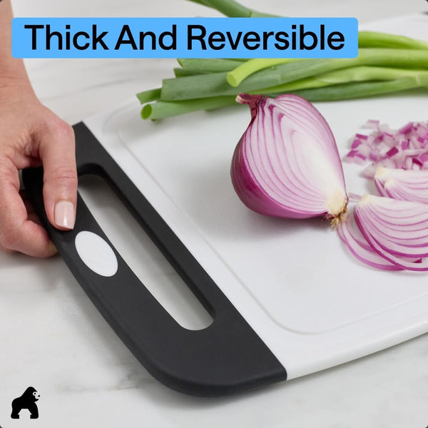 GORILLA GRIP Reversible Kitchen Cutting Board Set of 3, US Designed, Nonporous, Dishwasher Safe, Black
