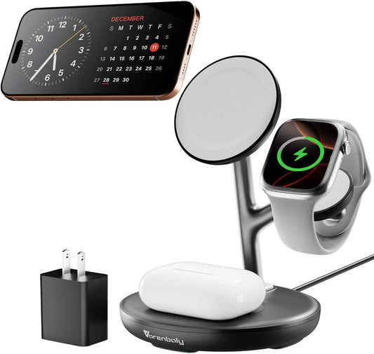 Magnetic Charger for iPhone Charging Station, Mag-Safe Phone Charger for iPhone 17 16 15-12 Series ，for Airpods Apple Watch and Phone Charging Stand