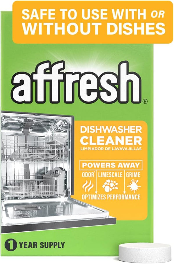 Affresh Dishwasher Cleaner, Helps Power Away Odor Causing Bacteria, Limescale, Mineral Deposits & Grime Inside Pump, Tub & Hoses, 6 Tablets, 6 Month Supply