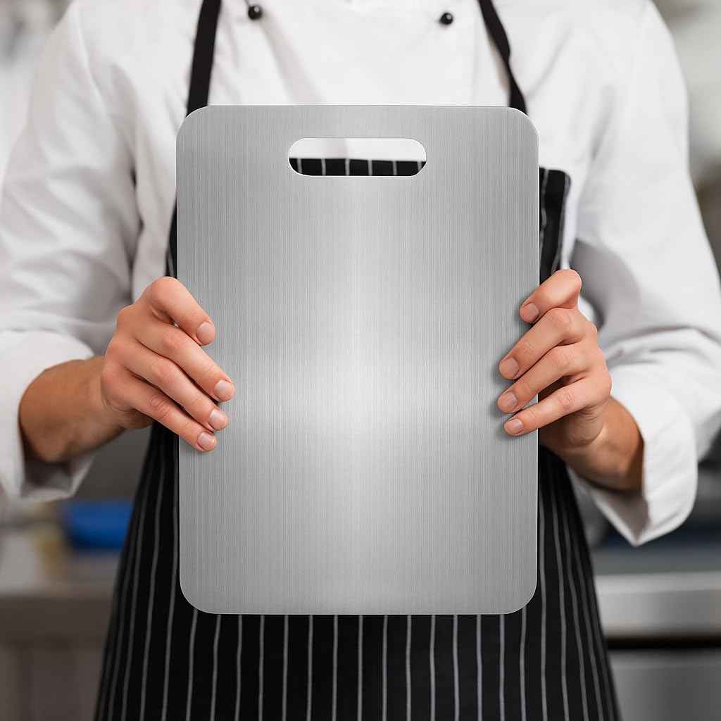 Titanium Cutting Board - Titanium Cutting Mat for Kitchen (13 * 9 Inches), Dishwasher Safe Metal Chopping Board, Crack-Resistant Kitchen Cutting Board, Easy to Clean Kitchen Gadget